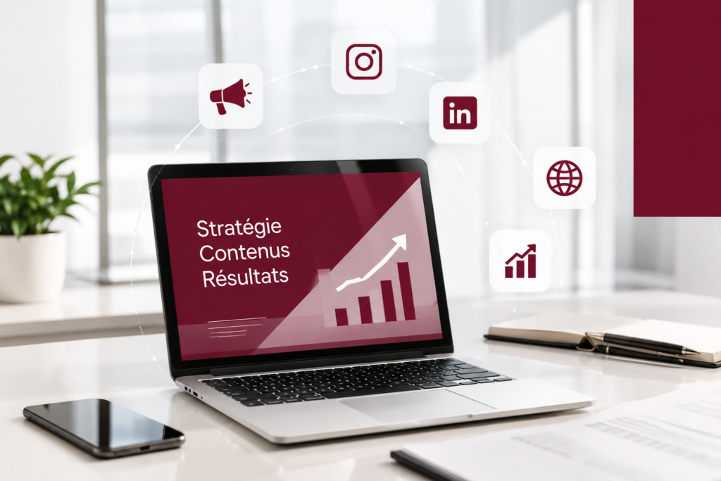 Stratégie de communication et présence digitale sur ordinateur portable